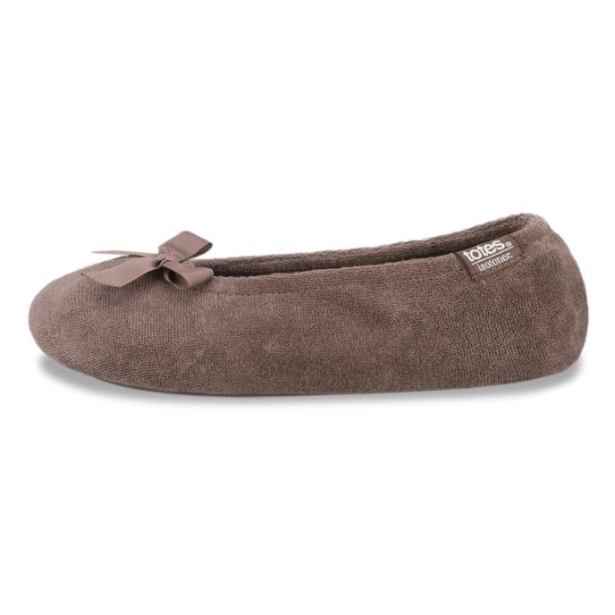 Isotoner® Ladies Terry Ballerina Slipper Taupe Extra Image 3